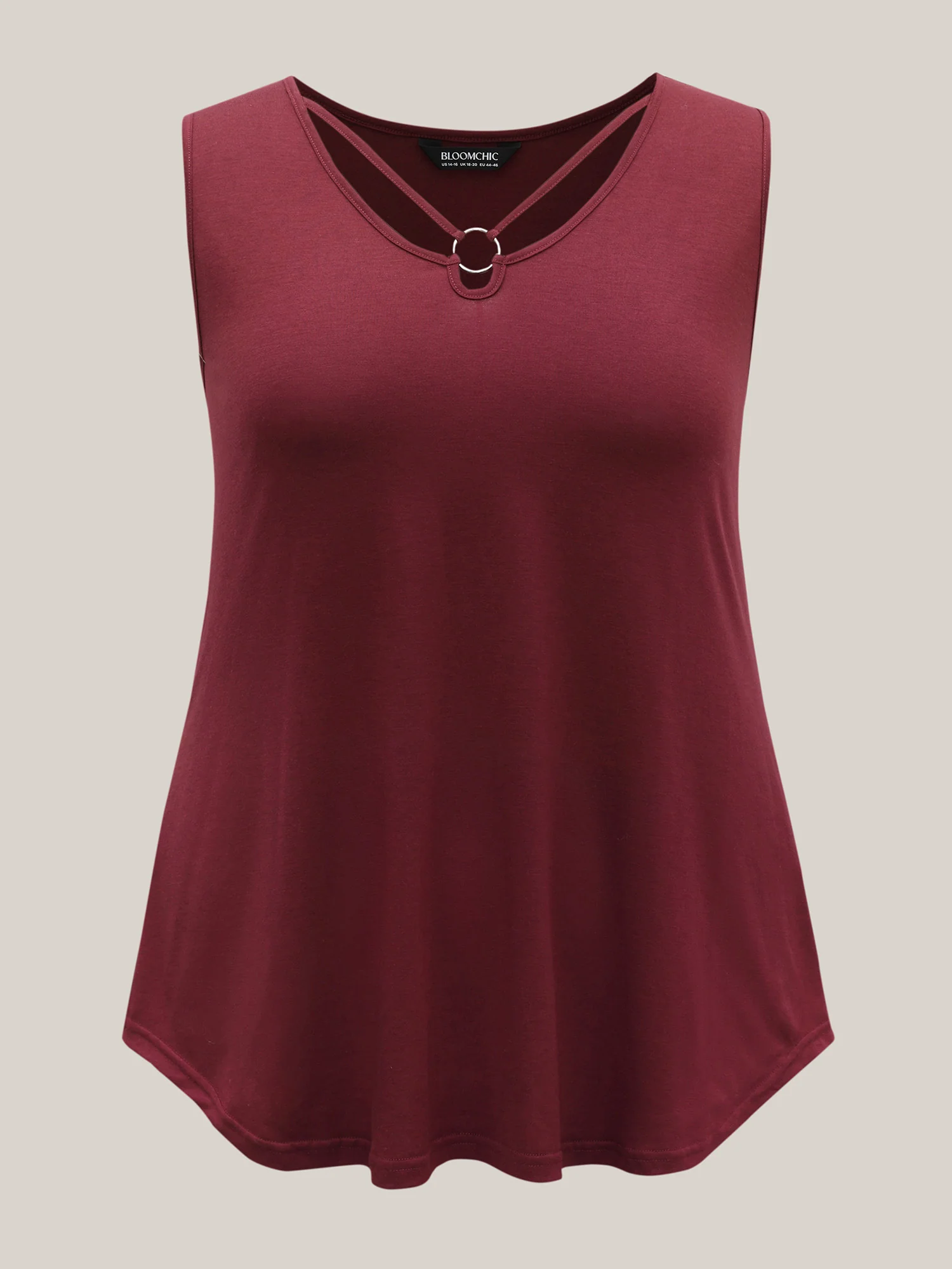 Metal Detail Cut-Out Neck Tank Top