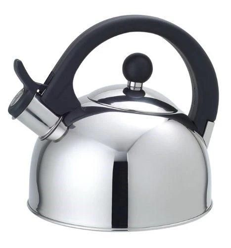 Home Basics Whistling Tea Kettle, Mirror Finish Silver, 2.5 Liter
