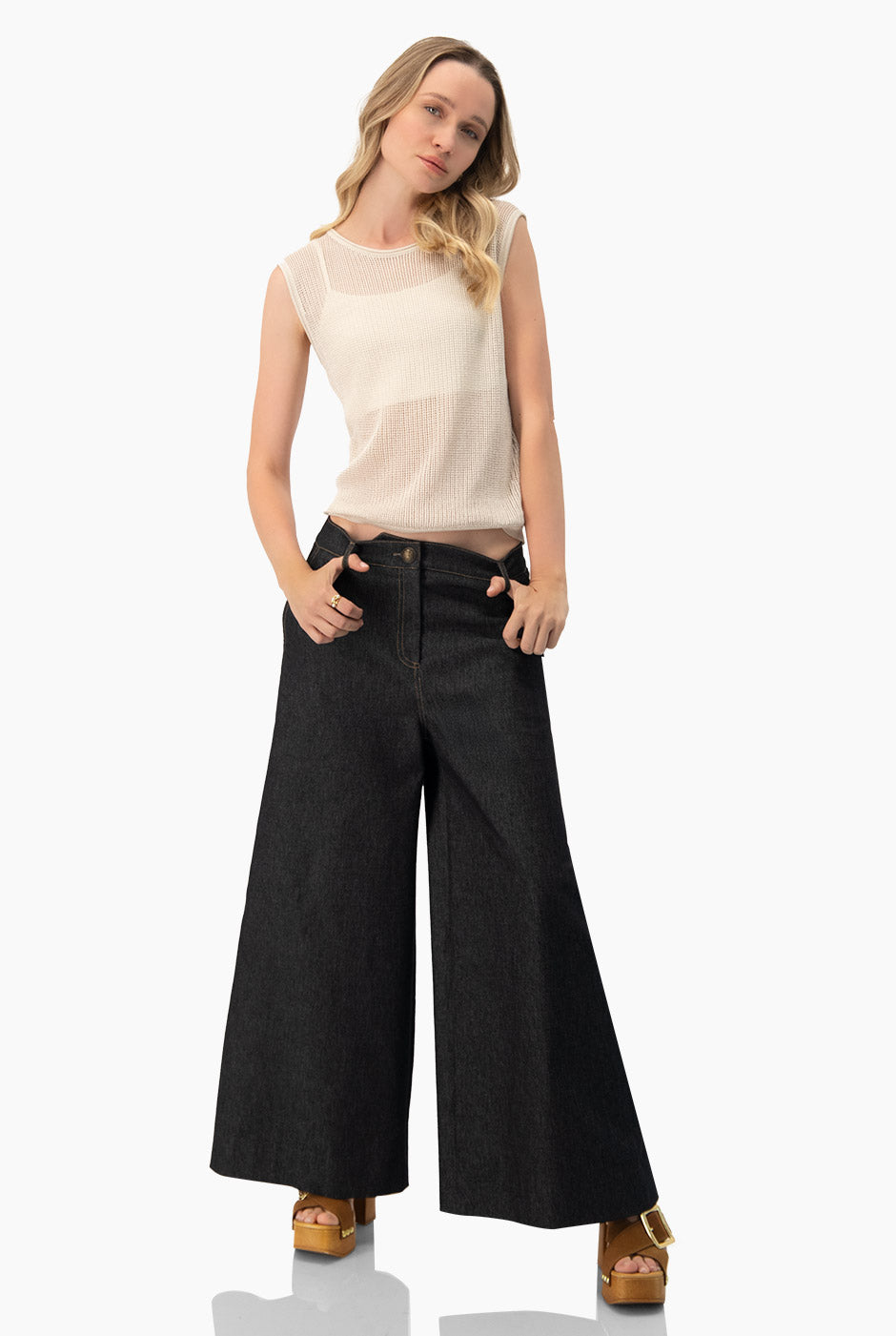 Pantalon de pierna amplia negro