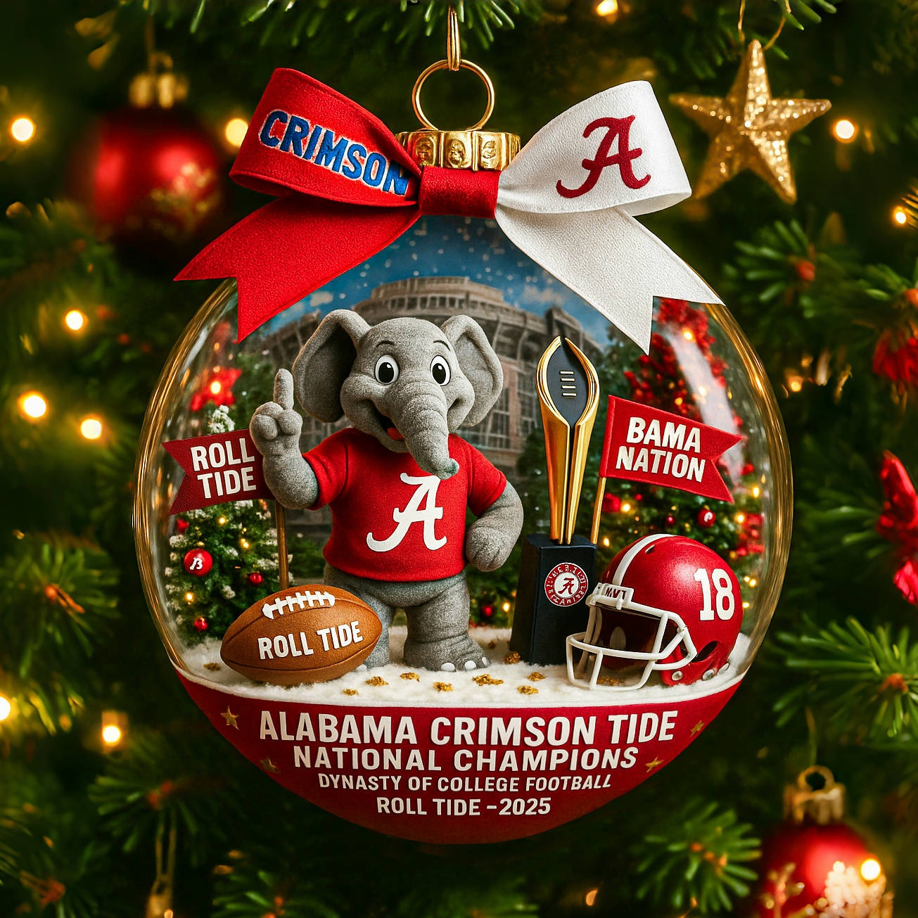🐘🏆 Alabama Crimson Tide National Champions Ornament 2025