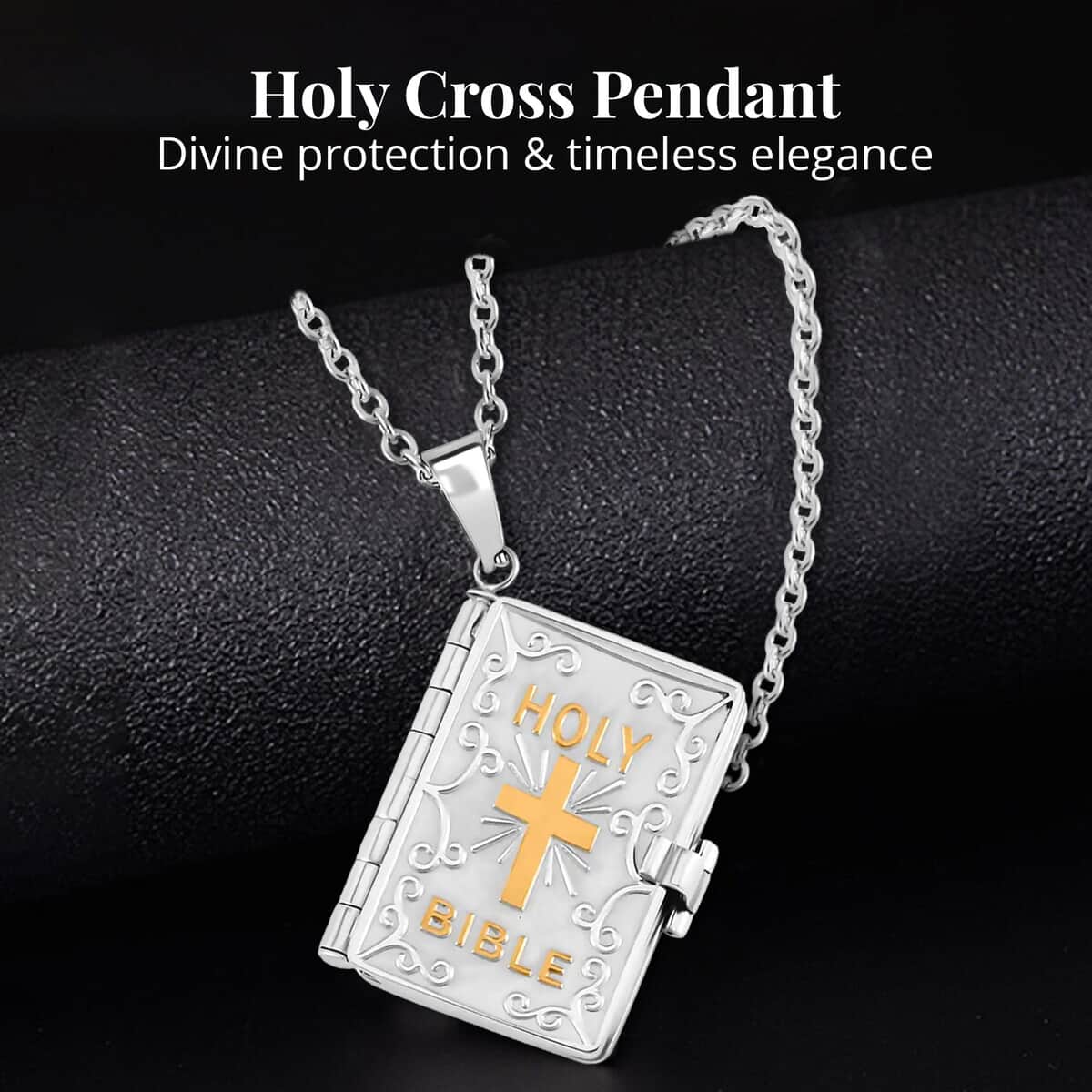 Bible Pendant Necklace in 925 Sterling Silver-Engraved Religious Lockets-Necklace Length 20