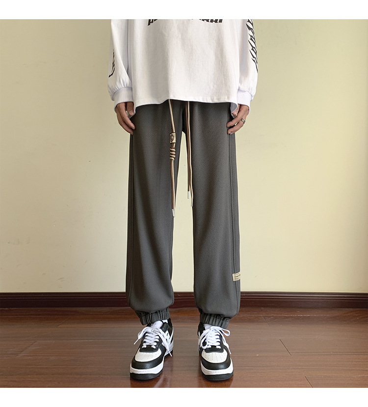 Gray Waffle pants Loose nine-cent hip panty size
