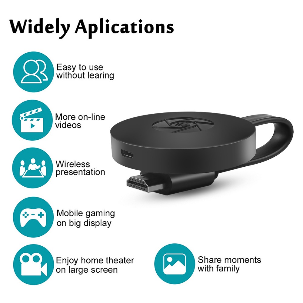 Wireless WiFi HDMI Dongle - 4K Ultra HD Mirroring Dongle Compatible with iOS/Android/Windows/MAC