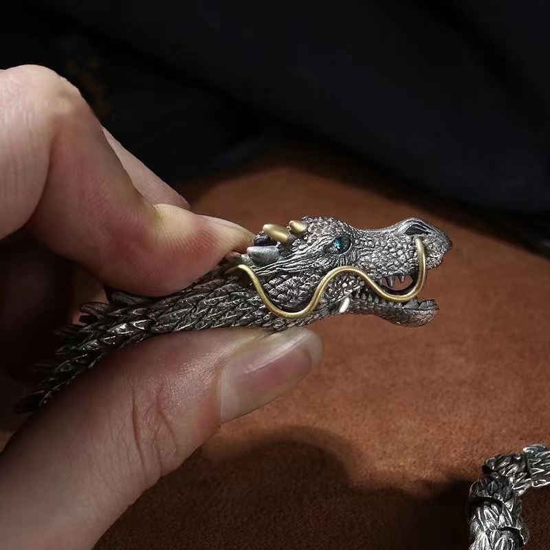 🔥Last Day Promotion - 50% OFF🔥Silver Handmade Dragon Chain Bracelet-BUY 2 GET 10% OFF & FREE SHIPPING