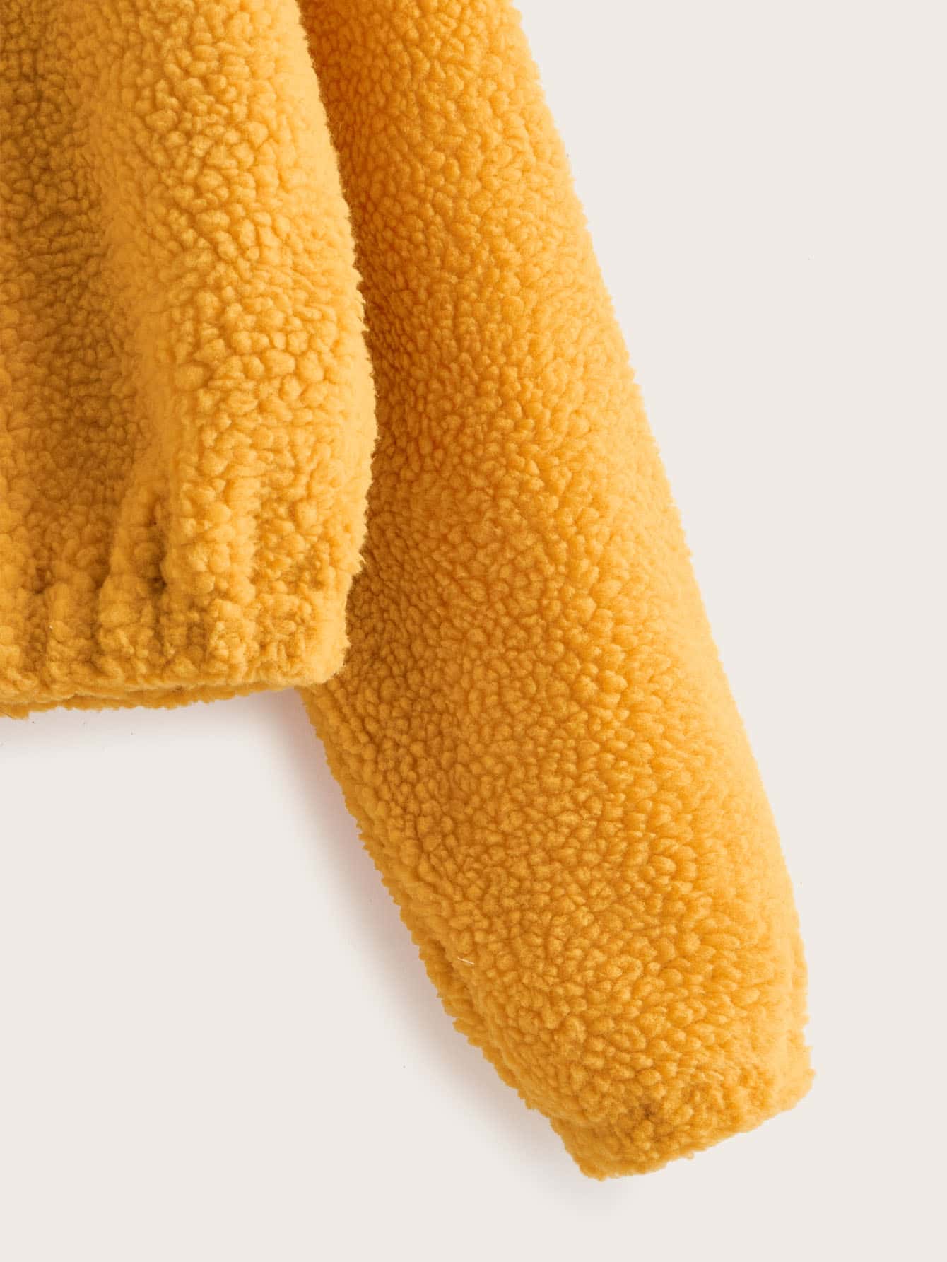 Half Placket Drop Shoulder Teddy Sweatshirt