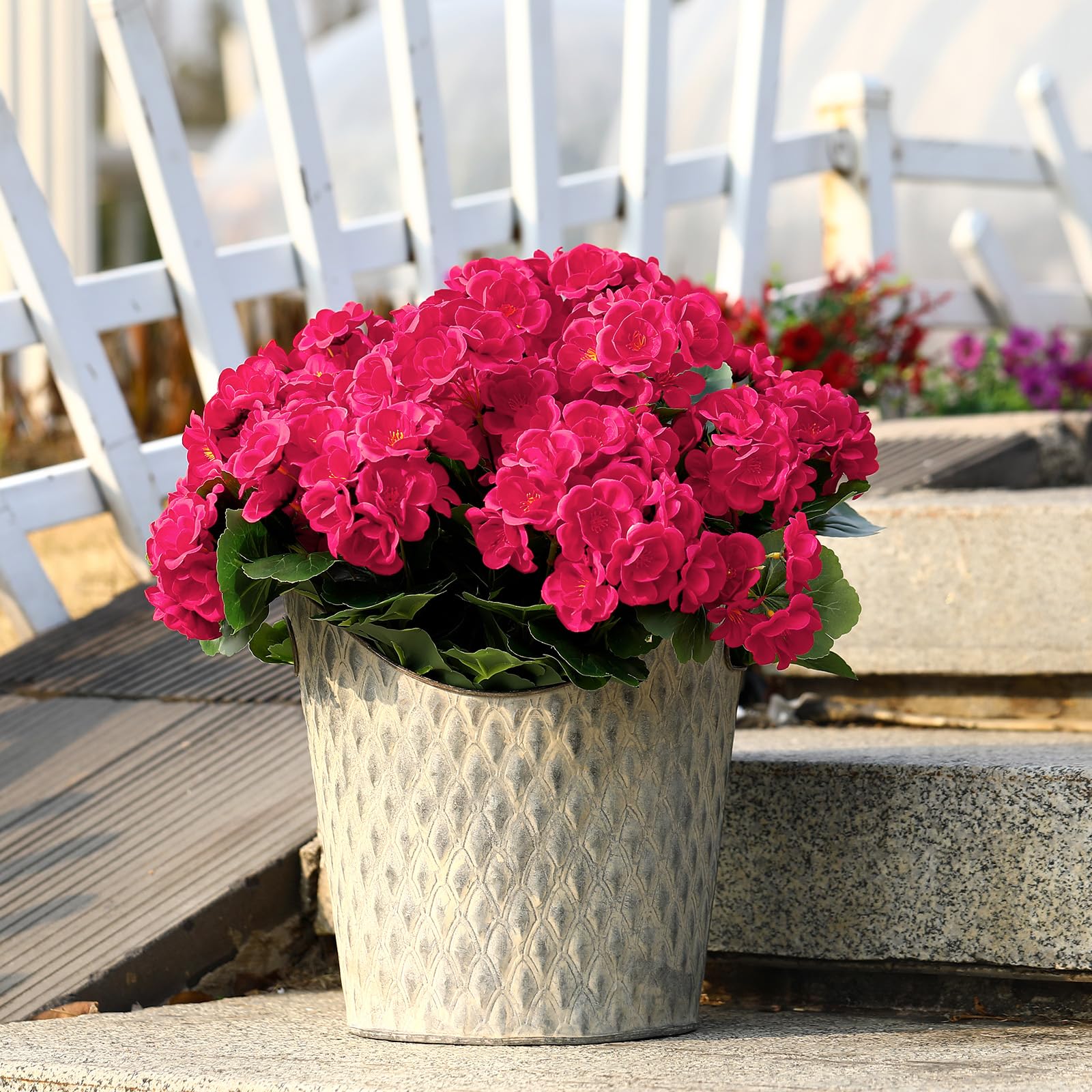 🏆Flash Sale⚡Artificial Flowers for Outdoors Decoration Silk Geranium, UV Resistant