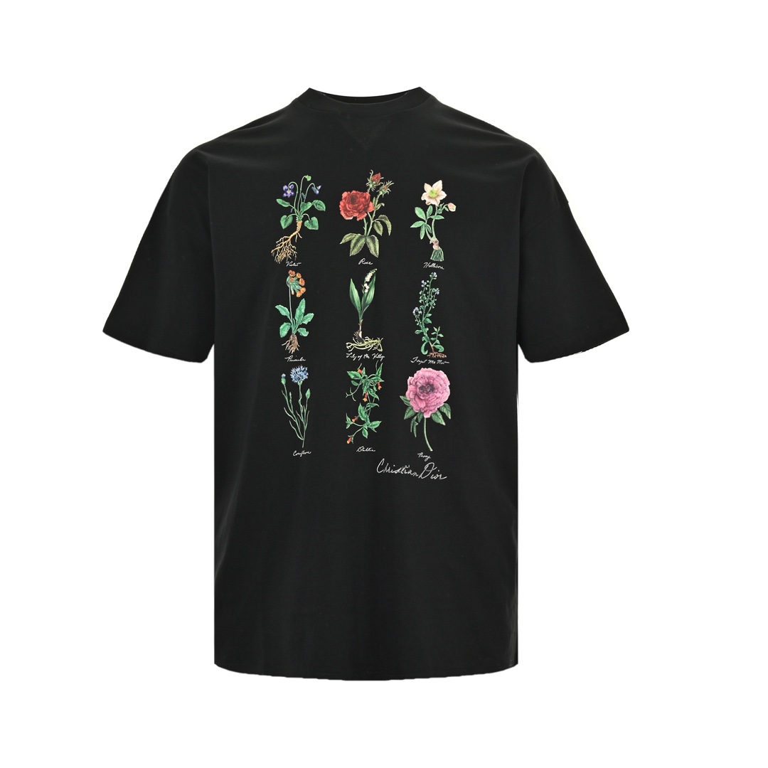 Dior 24ss floral print short sleeves