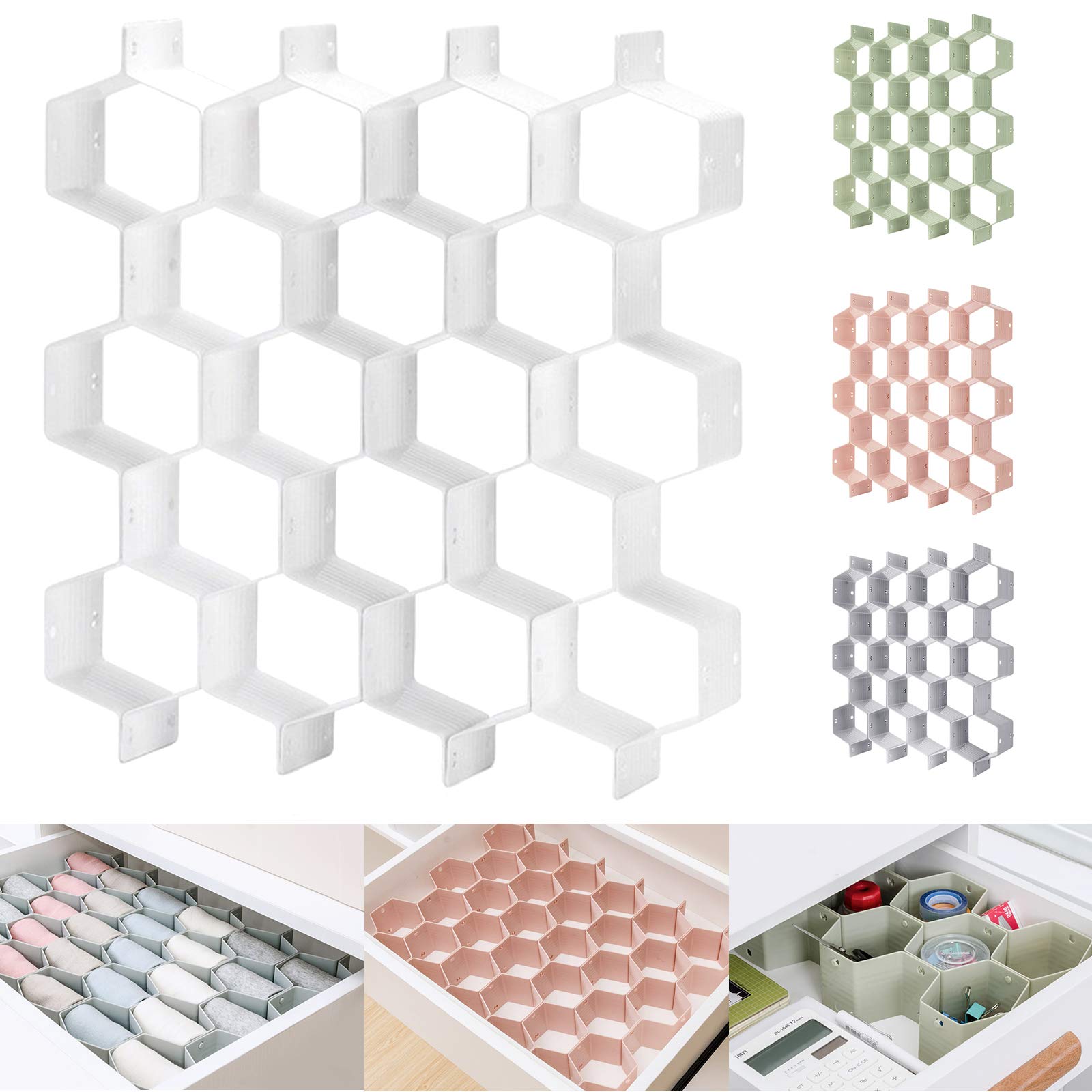 8 Pcs/Set Honeycomb Separator Adjustable Drawer Organizer Divider for Underwear Belt-Scarf Socks Organizer
