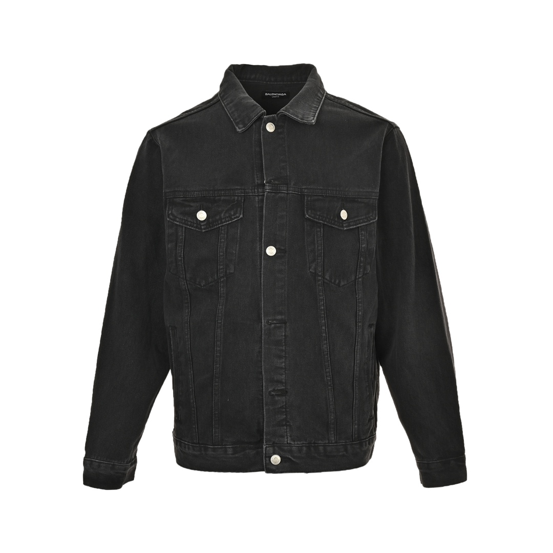 Balenciaga 24Fw denim jacket with crown and rhinestones on the back