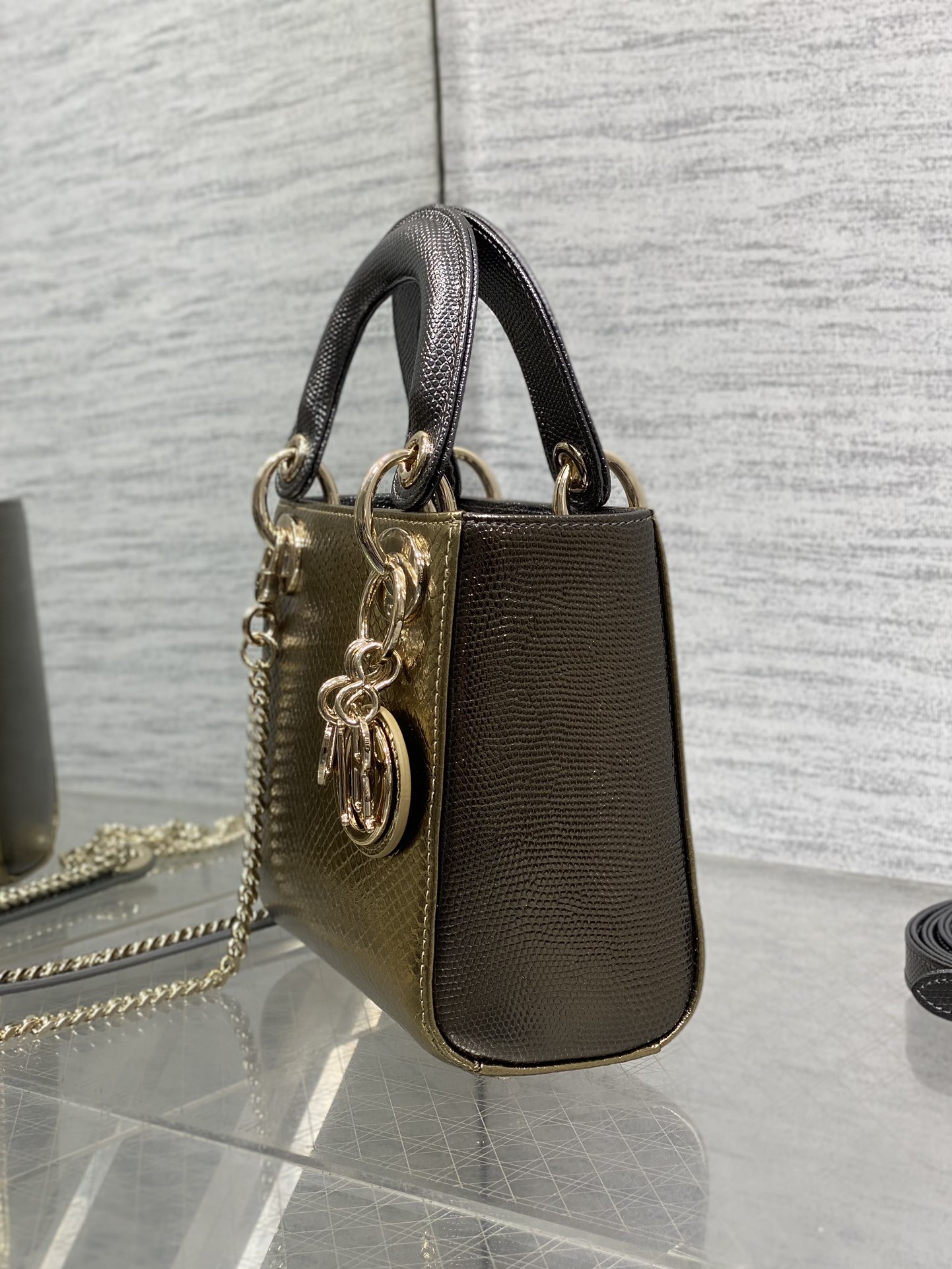 Dior Lady three-grid rare snakeskin Princess Diana bag