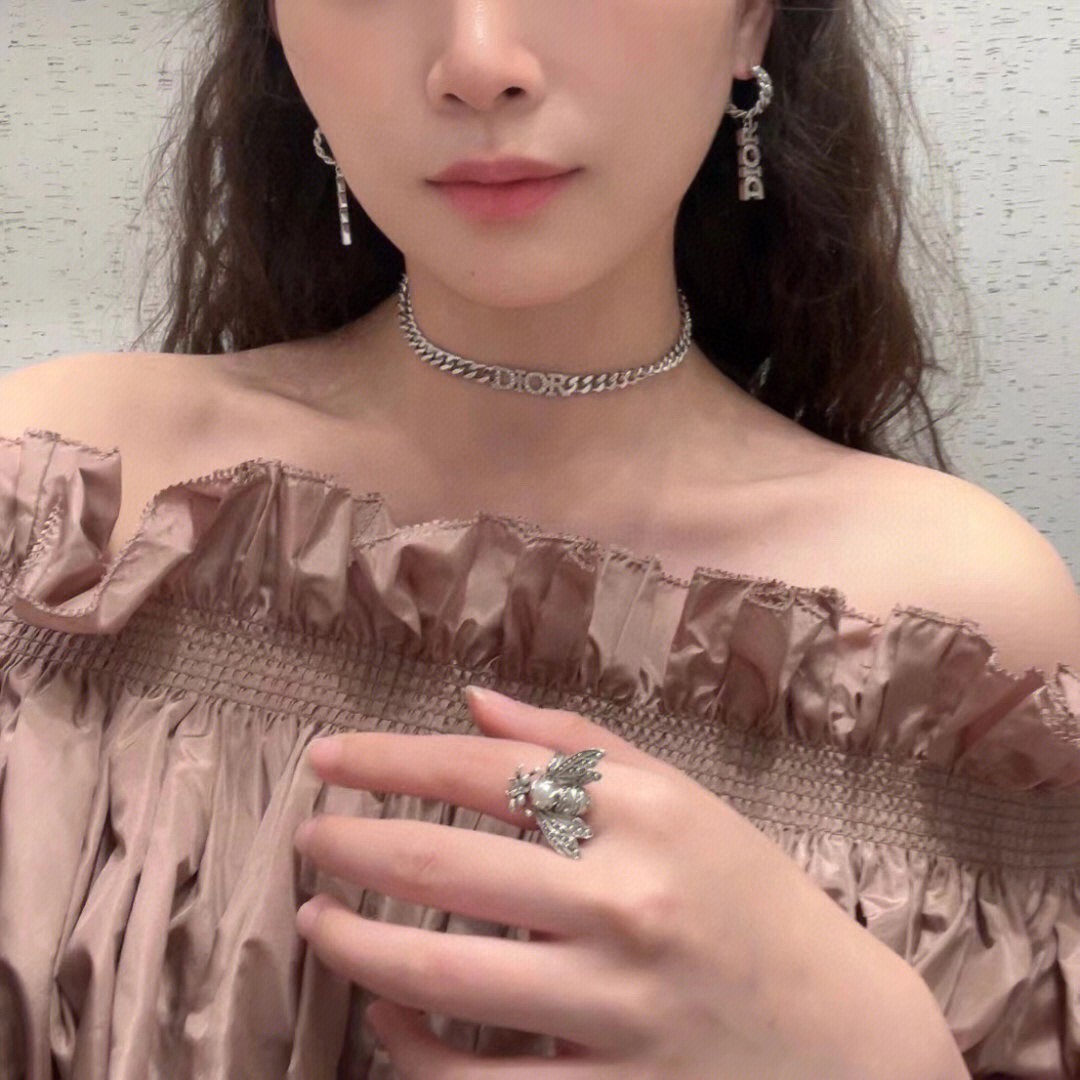 Dior chain diamond font earrings