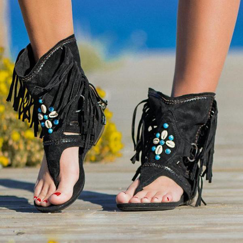❤️Mother's Day Sale 50% OFF❤️Women's BohemianFringed Toe Flat Sandals