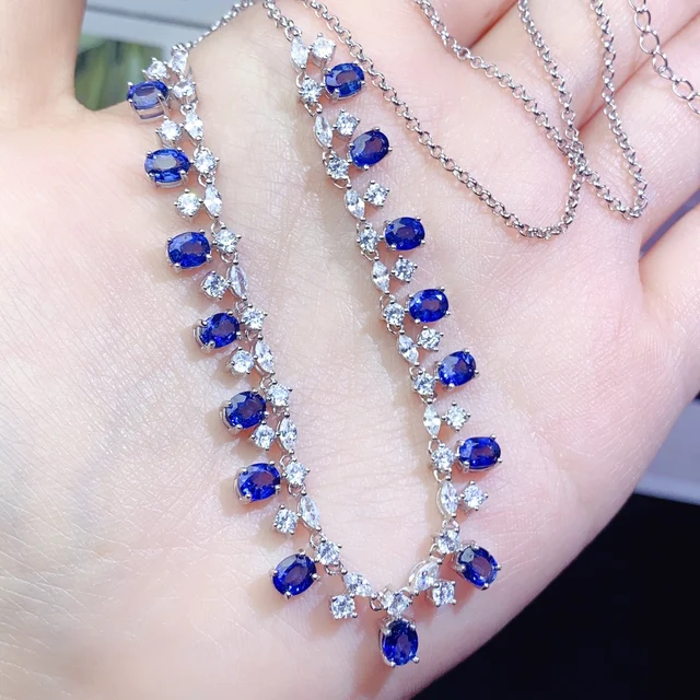Natural Sapphire Necklace Christmas 925 Sterling Silver Ladies Gemstone 925 Silver Free Shipping Jewelry Certified Boutique