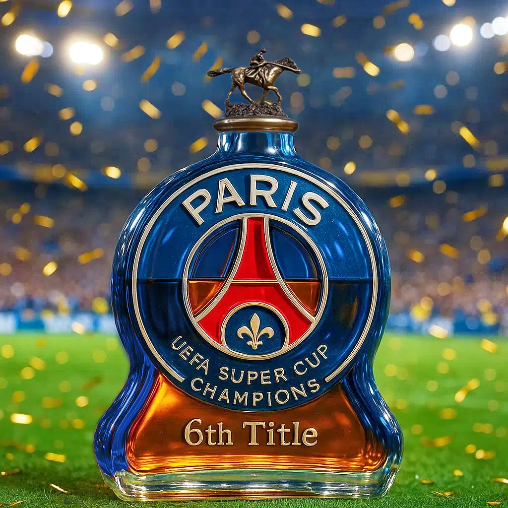 🏆 Celebrate in Style — Paris 6th Title Whiskey Bottle