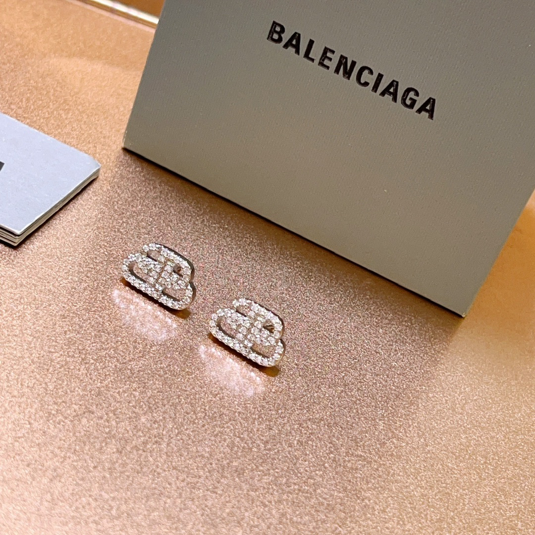 Balenciaga silver diamond earrings