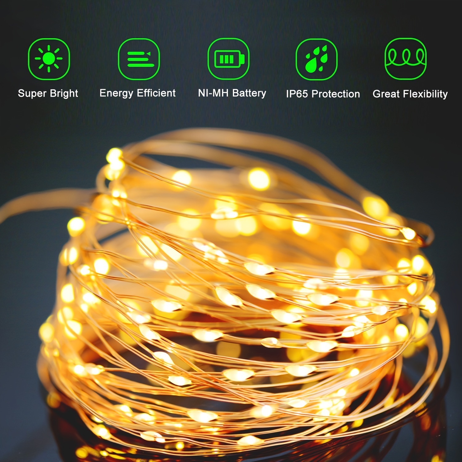 Outdoor Solar String Lights, 164ft 500 Led Solar Powered Fairy Lights With 8 Modes Waterproof Decoration Copper Wire Lights For Patio Yard Trees Christmas Wedding Party