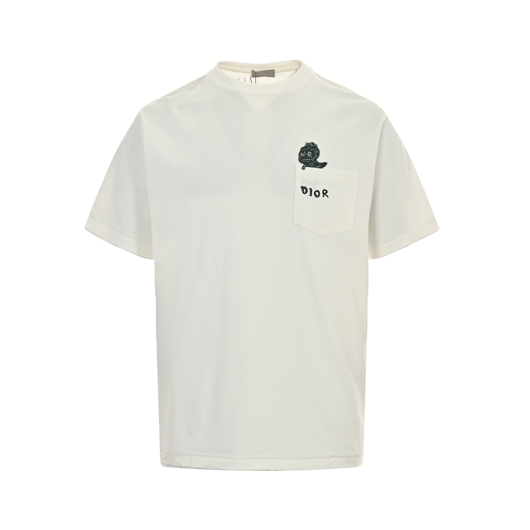 Dior 24ss pocket dinosaur embroidered short sleeve