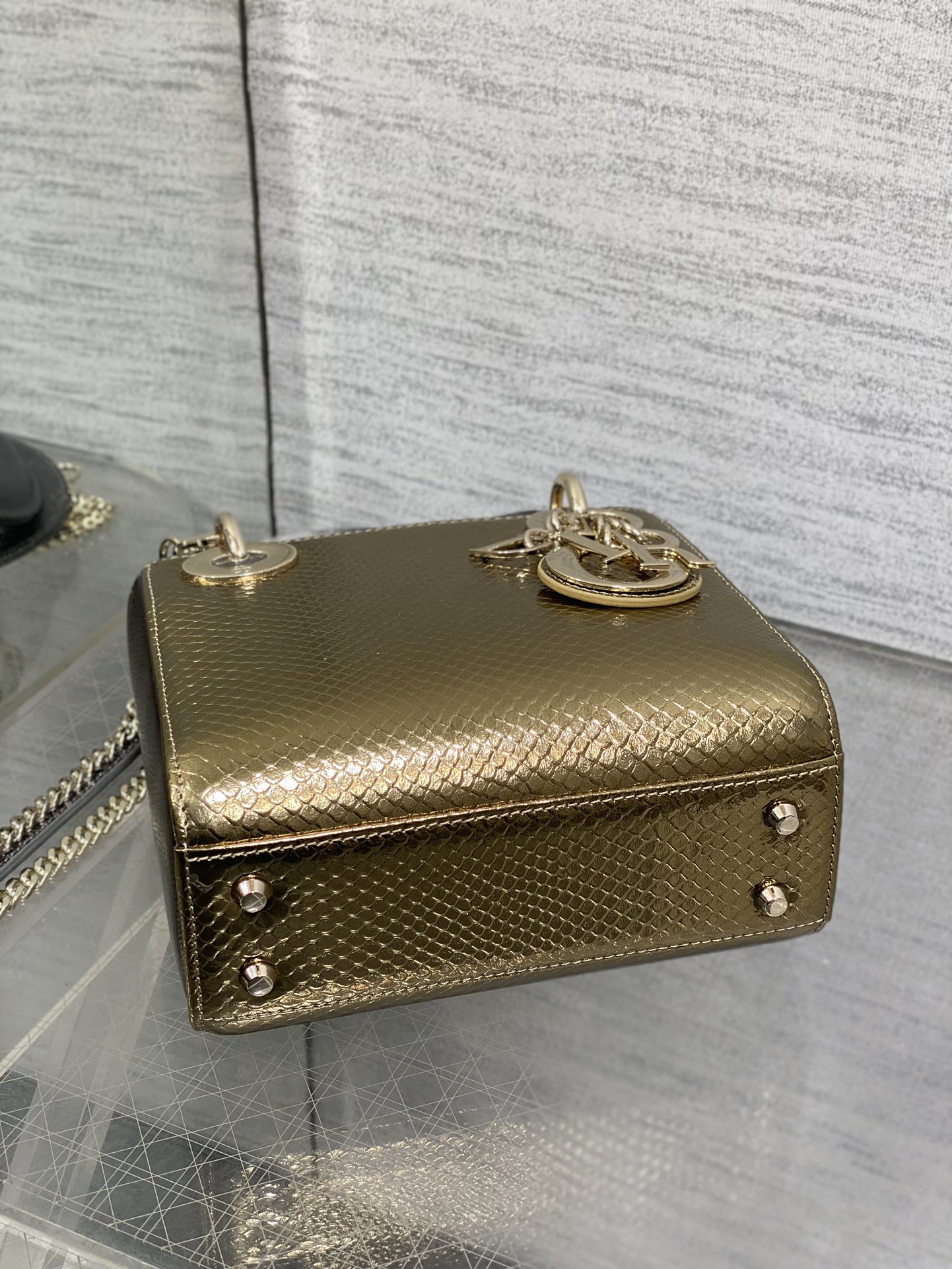 Dior Lady three-grid rare snakeskin Princess Diana bag