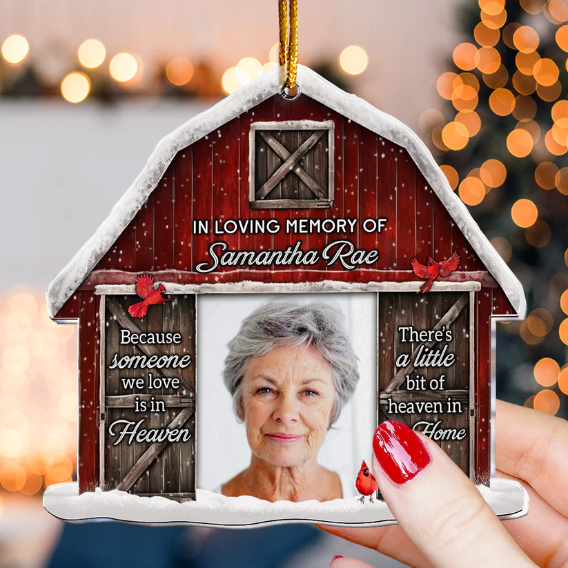 There Is A Little Bit Of Heaven In Our Home-Custom Photo Memorial Ornament