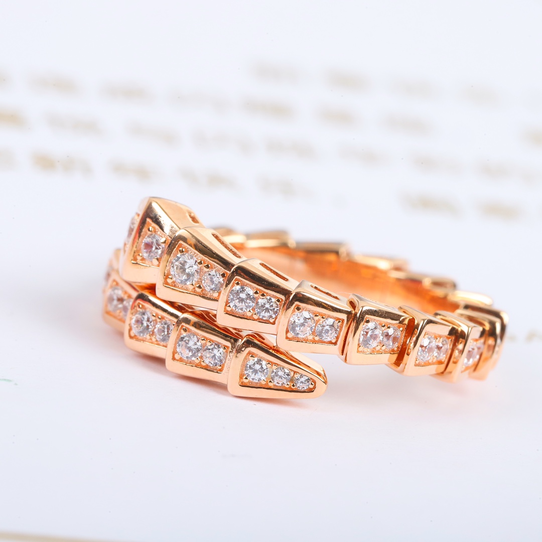 Bulgari full diamond snake bone ring