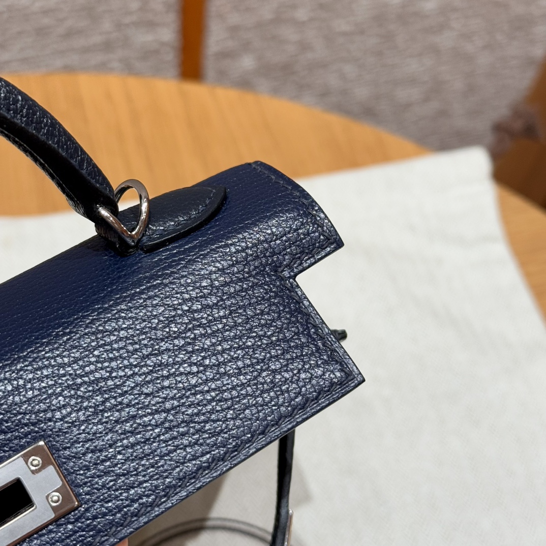 Hermes mini kelly 76Blue indigo and M3Blue encer handbag (handmade to order)