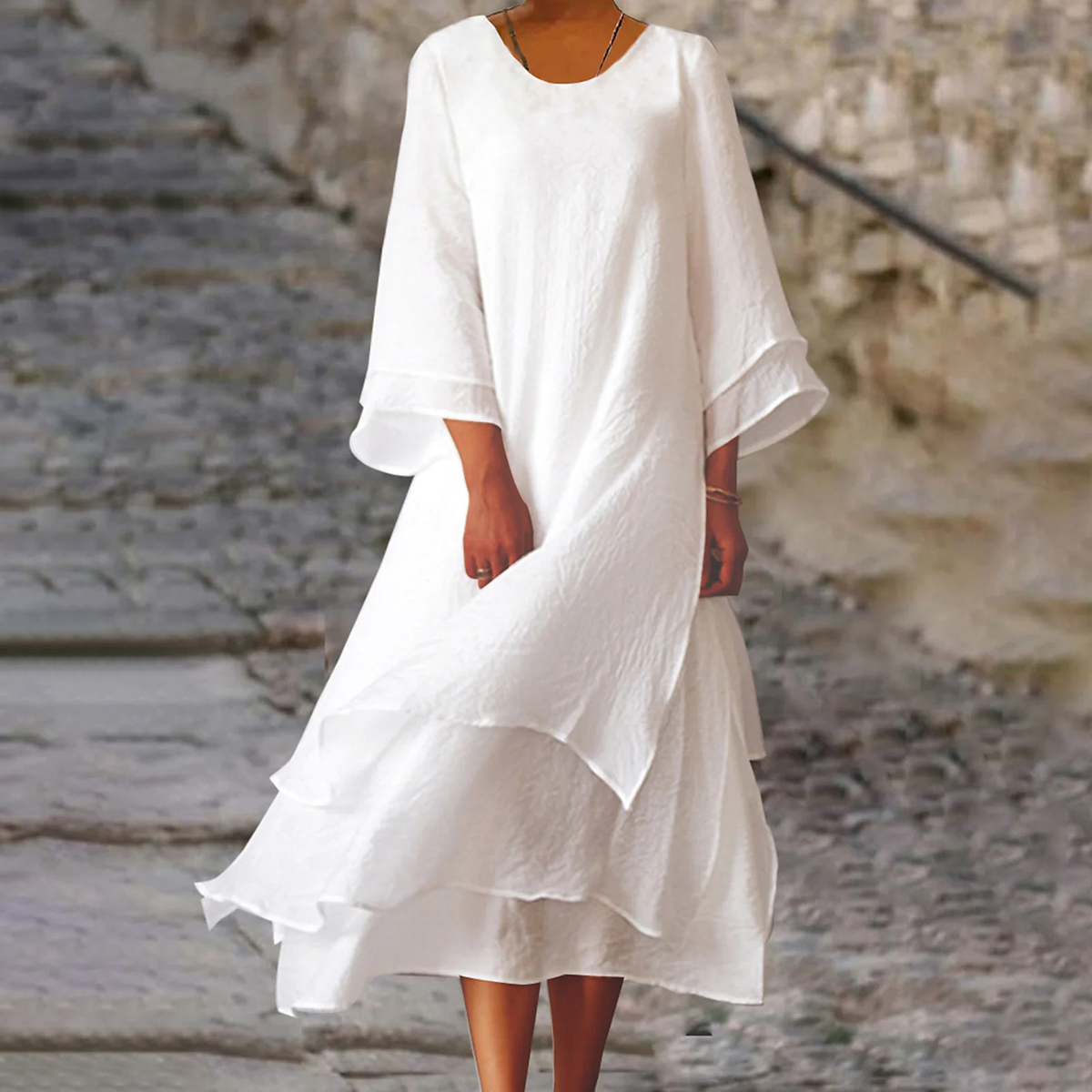 Comfy Slit Round Neck Maxi Dress