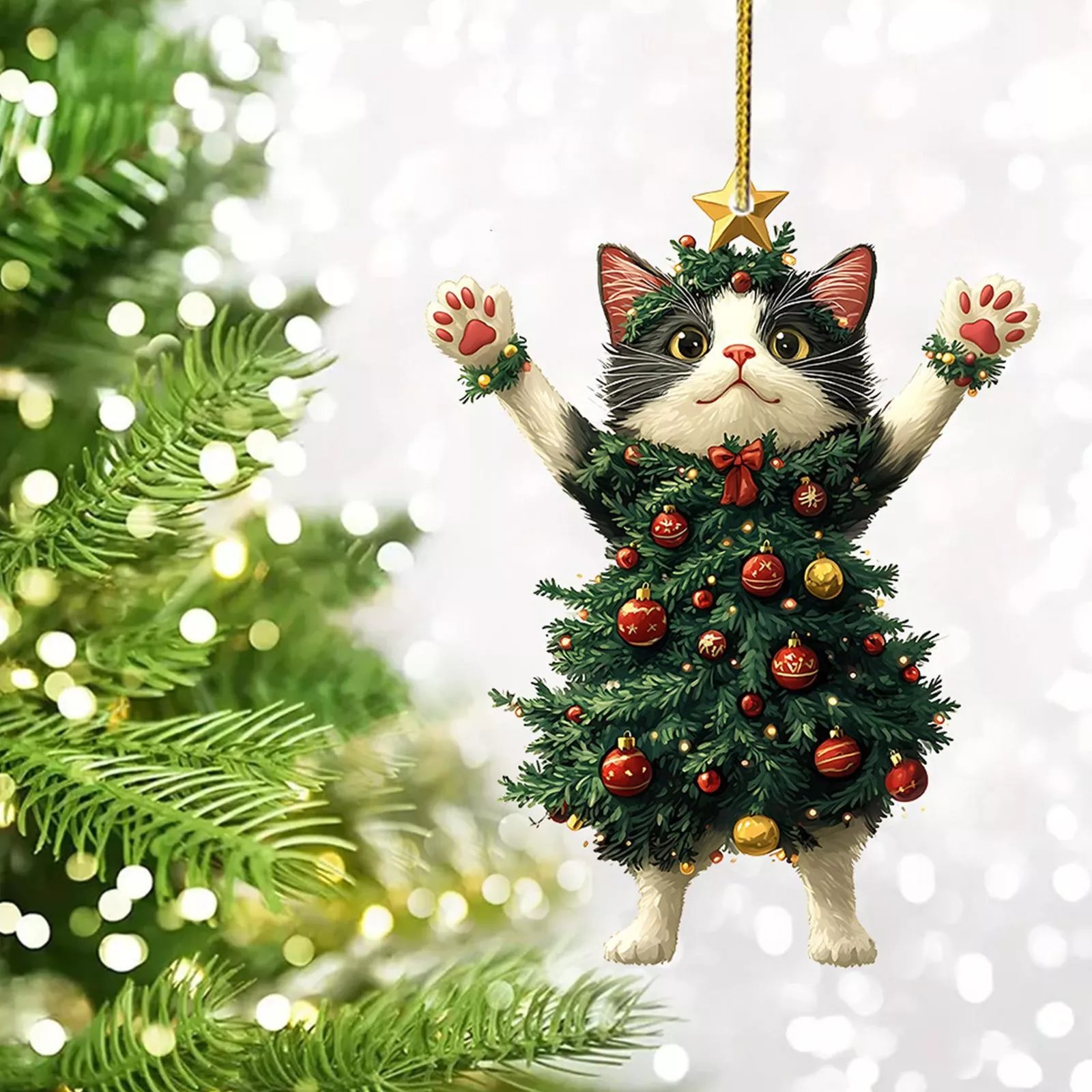 🔥Last Day Promotion 49% OFF🔥- Funny Black and White Cats Christmas Ornament