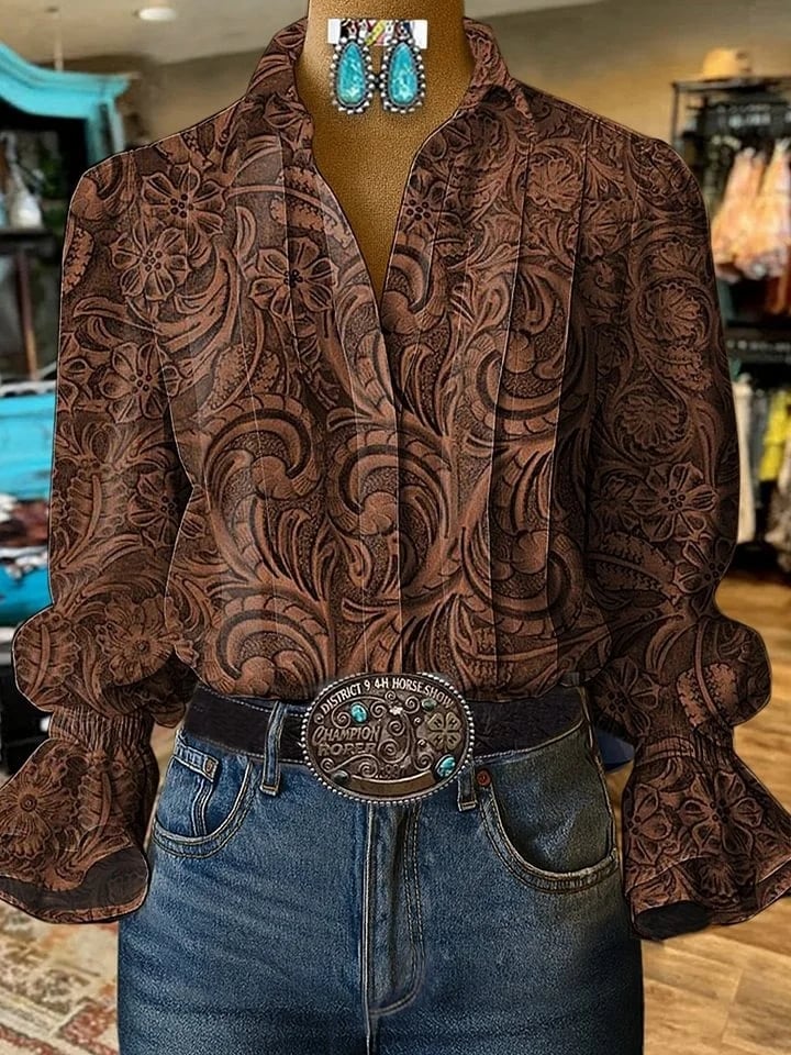 Women's Vintage Western Floral Shirt