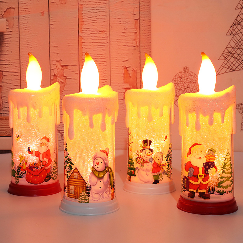 🔥🔥Christmas decoration candle lamp LED simulation flame candle Santa Claus snowman decoration night light