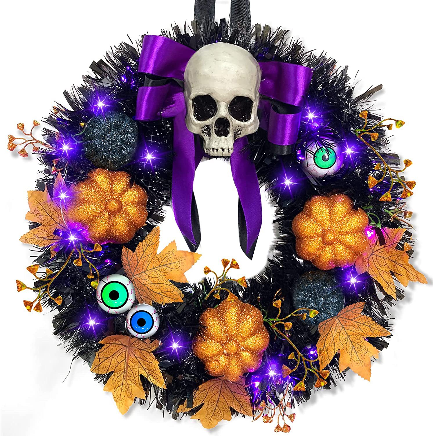 🎃Halloween pumpkin skull wreath👻