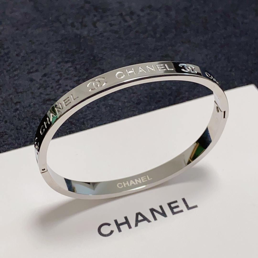 Chanel Medium Engraved Letter Bracelet