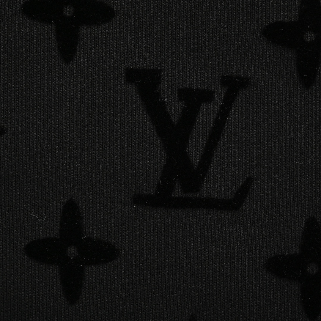 Louis Vuitton 24Fw all-over monogram flocked print hooded sweatshirt