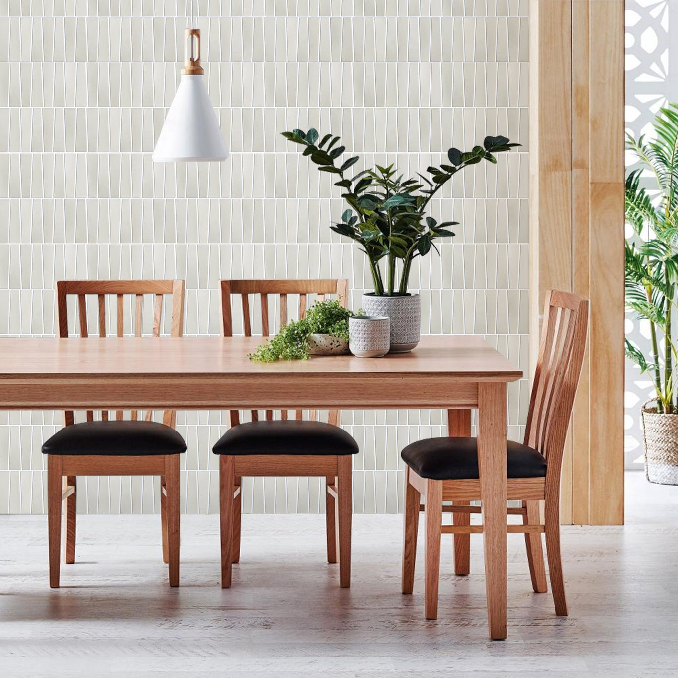 3D Trapezoid Creme Peel and Stick Wall Tile