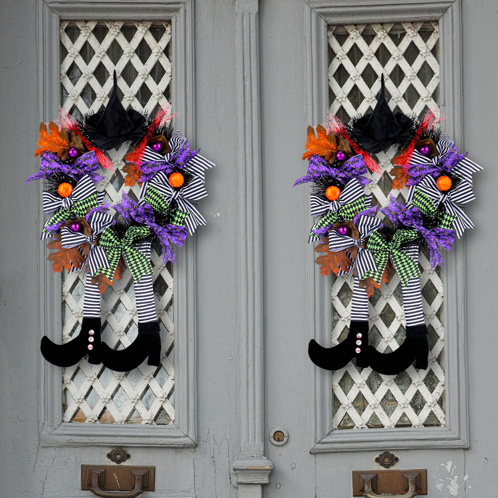 🧙‍♀️Black Witch Wreath - Witch Hat Long-Legged Pumpkin Wreath🎀