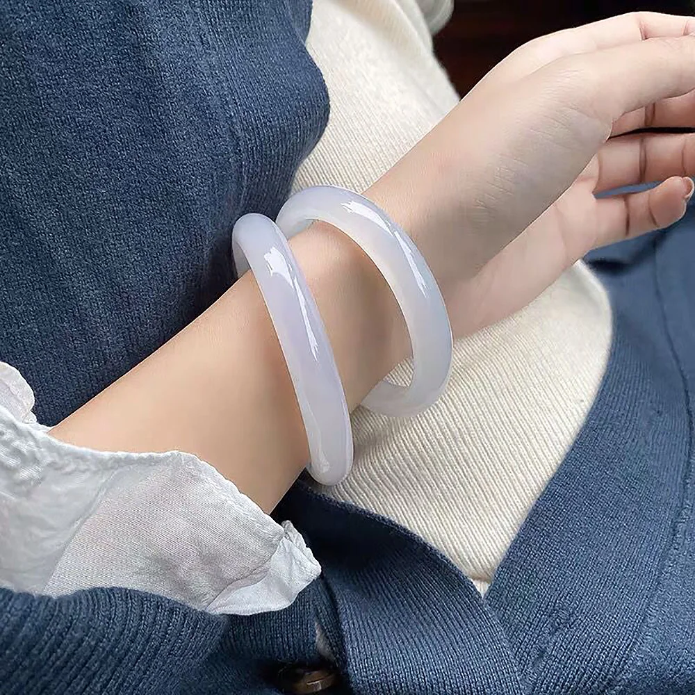 Madagascar Ice White Jade Bracelets For Women Charm Jadeite Bangles High Quality Fine Jewelry Fashion Accessories Free Shipping
