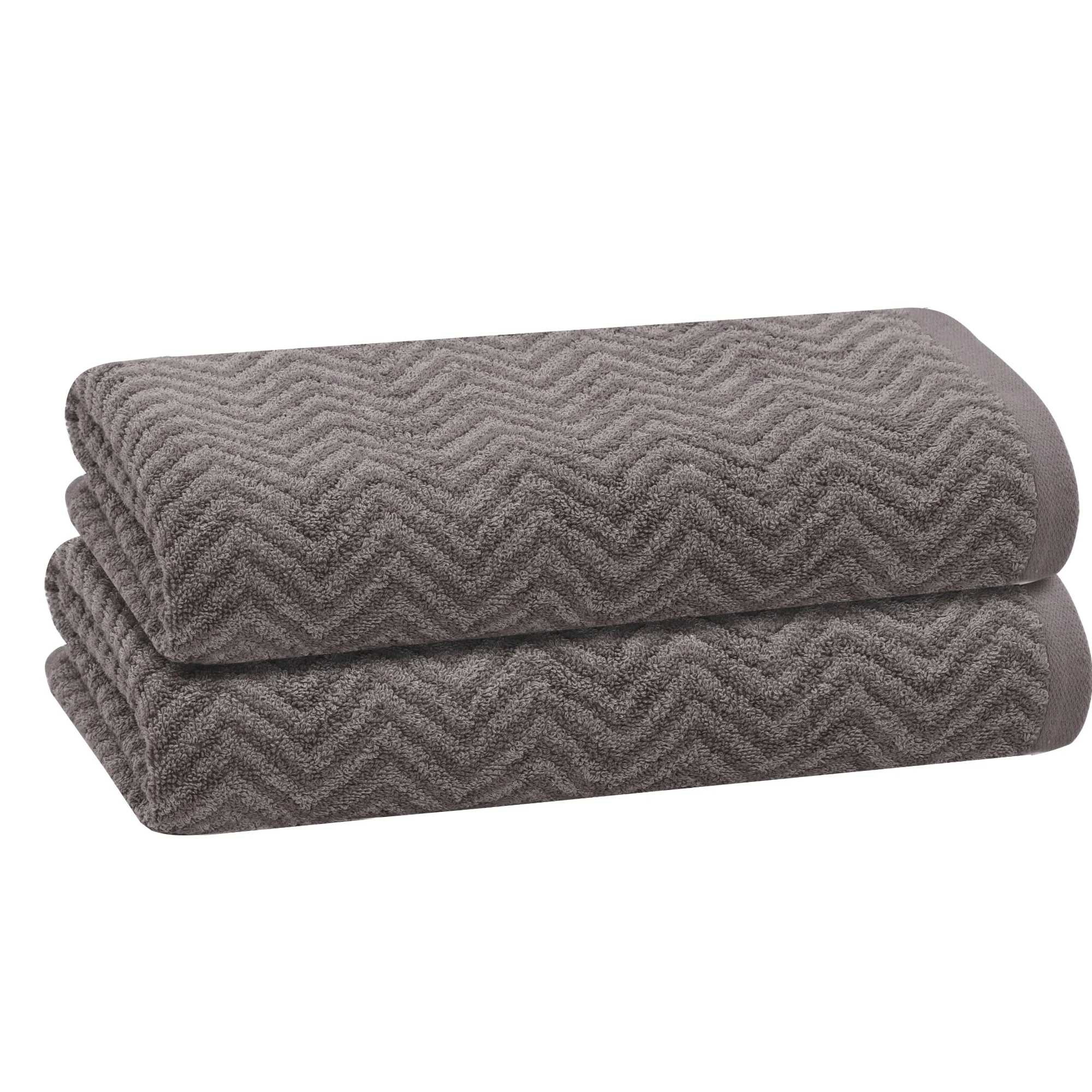 PREMIUS 2 Pack Chevron 100% Cotton Yarn Dyed Bath Sheet Towel, 32x64 Inches
