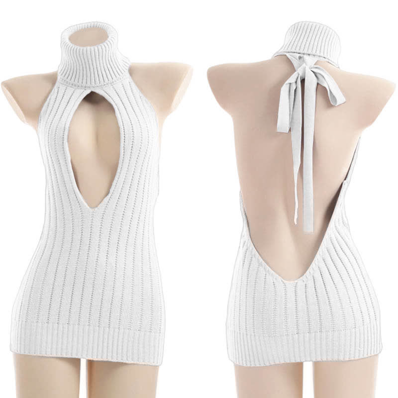 Hollow Out Front Backless Virgin Killer Cosplay Sweater