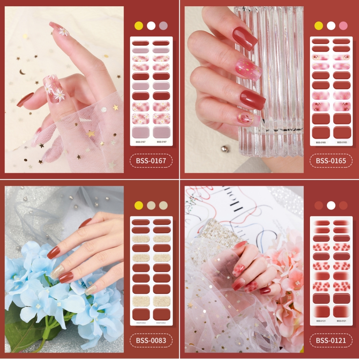HOT SALE🔥Semicured UV Gel Nail Sticker Kit, Set Of 20-22 Pcs Nail Wraps