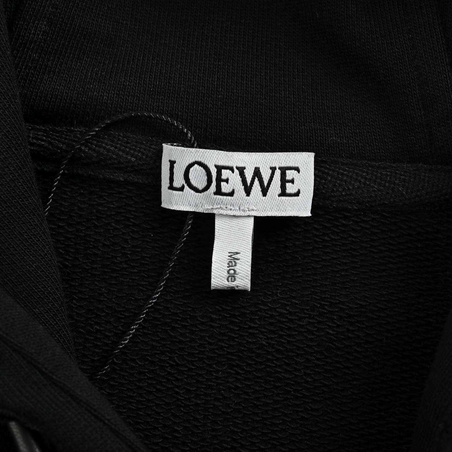 Loewe 24Fw leather drawstring hooded sweatshirt