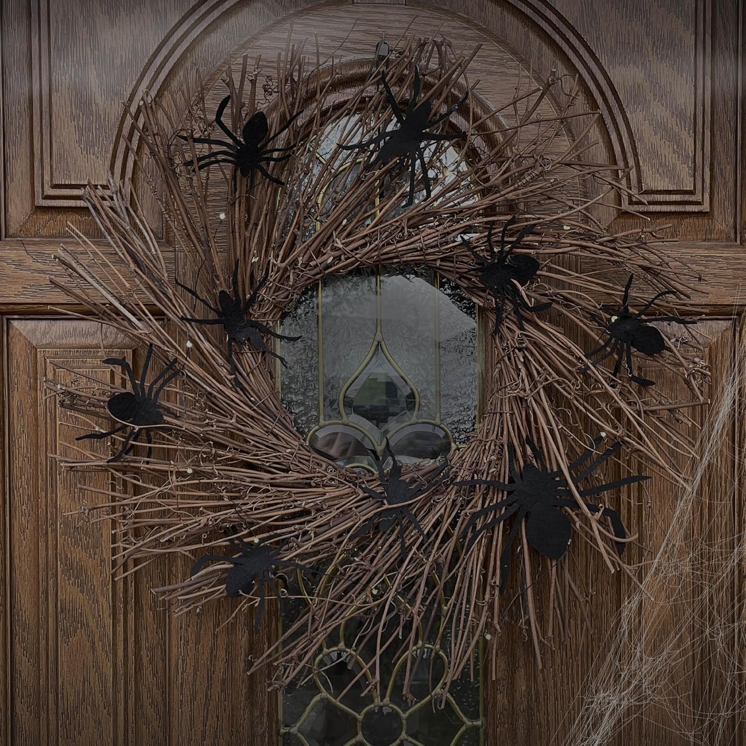 ⚡Flash Sale⚡Rattan Spider Wreath With Led Light