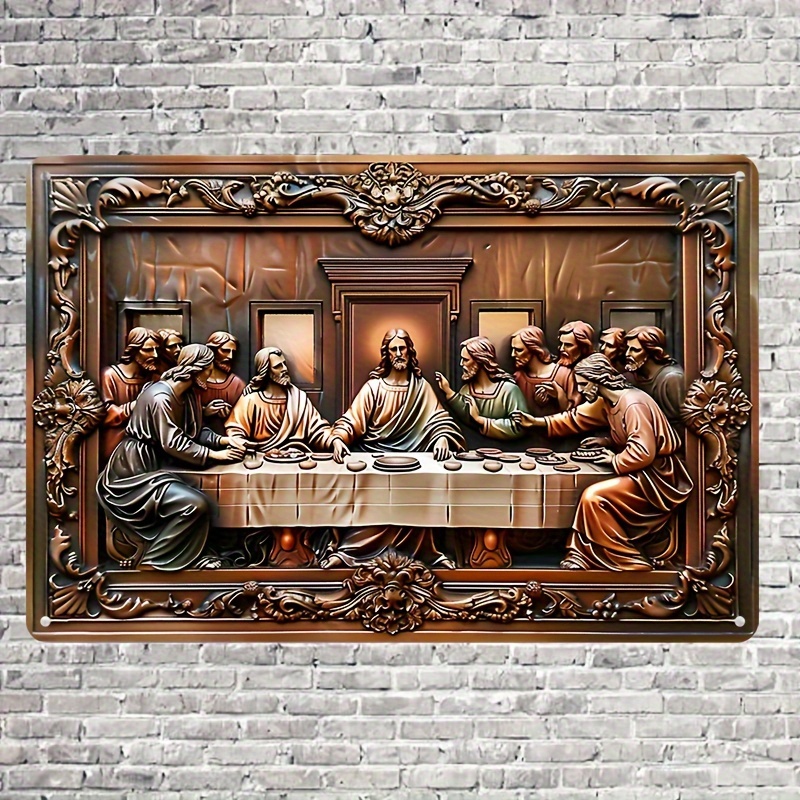 ✨🙏Classic Last Supper Vintage Metal Plaque - Religious Wall Art (18.5in x 11.8in)