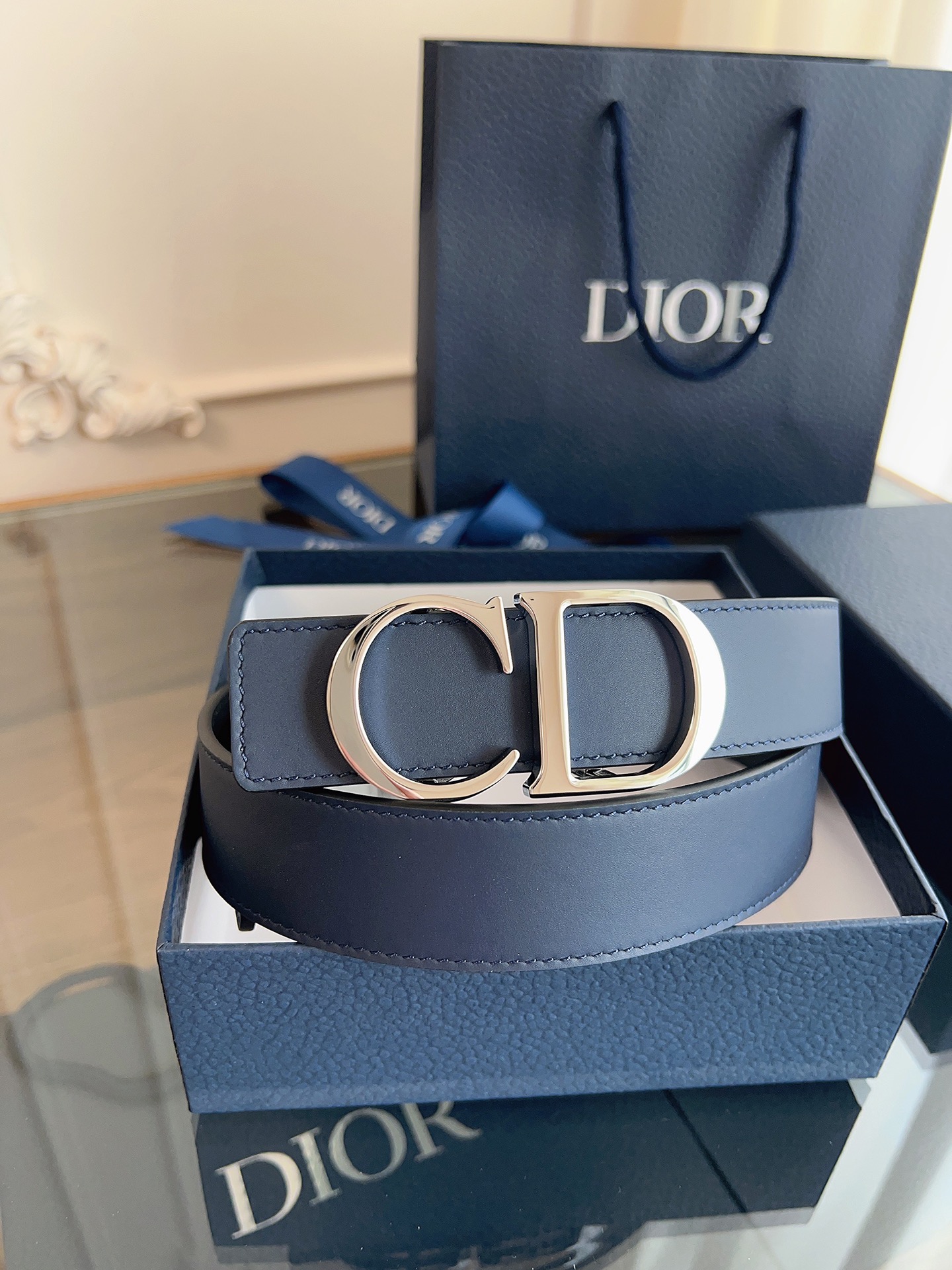 Dior CD buckle cowhide belt width 3.5CM
