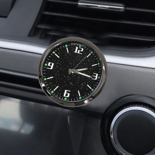 1x Luminous Diamond Quartz Analog Watch Stick On Car Clock Accessories Black