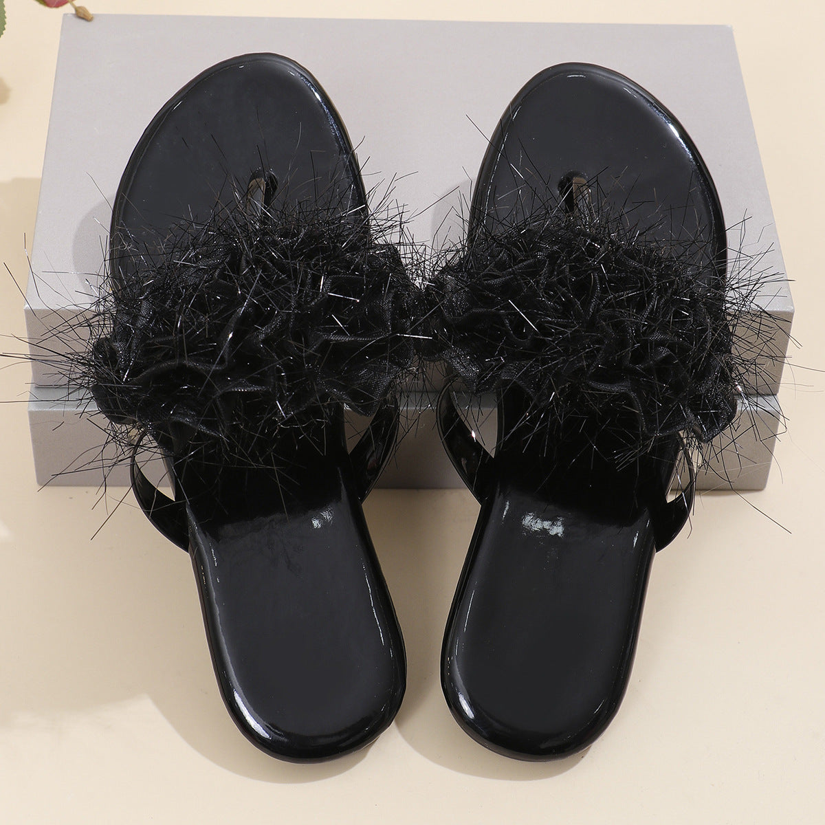 New Fashion Flower Sequined Thong Sandals: Comfortable Flip-Flops for Summer Outdoor Wear