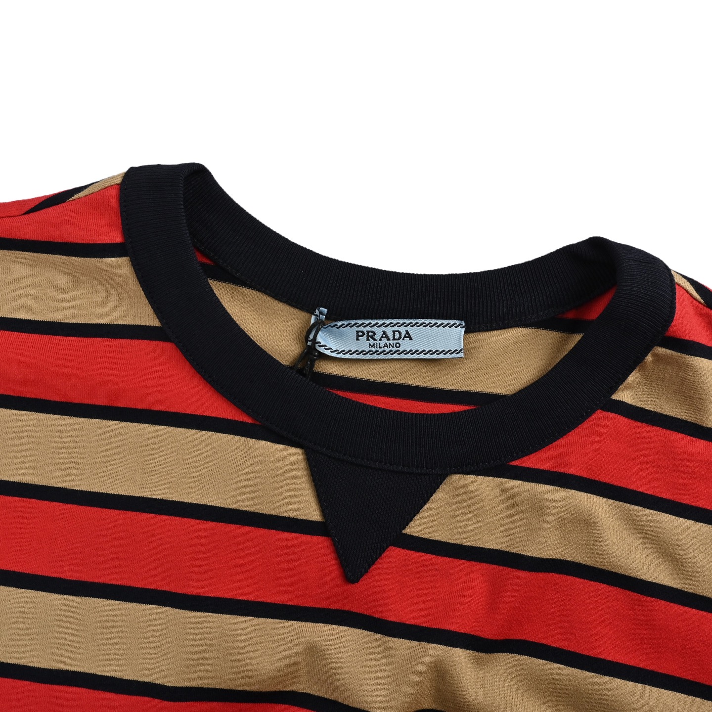 Prada Letter patch embroidered striped contrast short sleeves