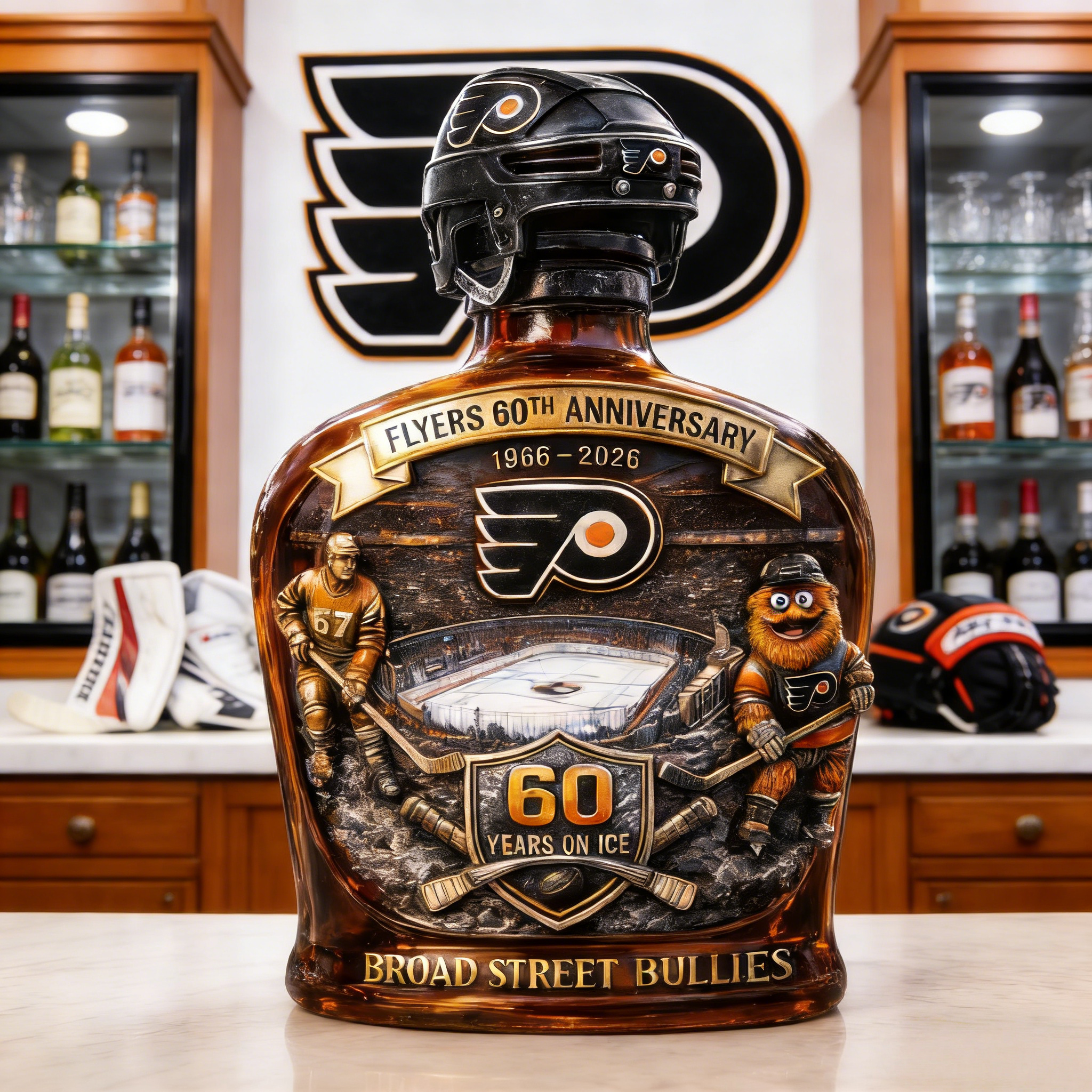 Flyers hockey  60th Anniversary Whiskey Bottle