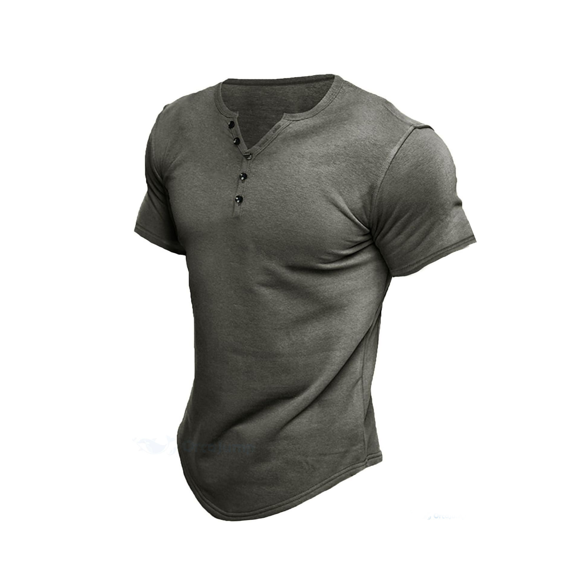 Casual Solid Color Basic Henley Collar T-Shirt