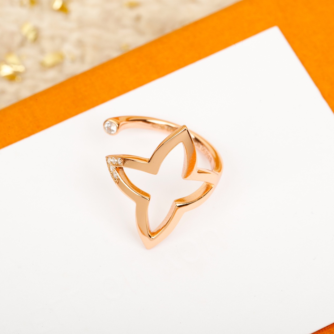 Louis Vuitton monogram pointed flower open ring