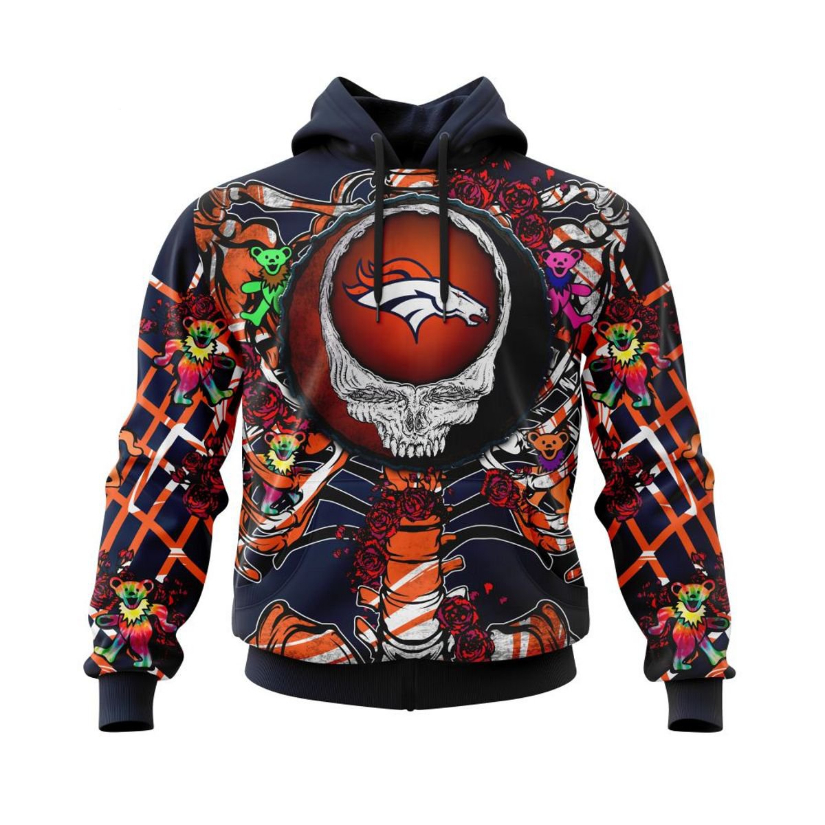 DENVER BRONCOS 3D HOODIE MIX GRATEFUL DEAD