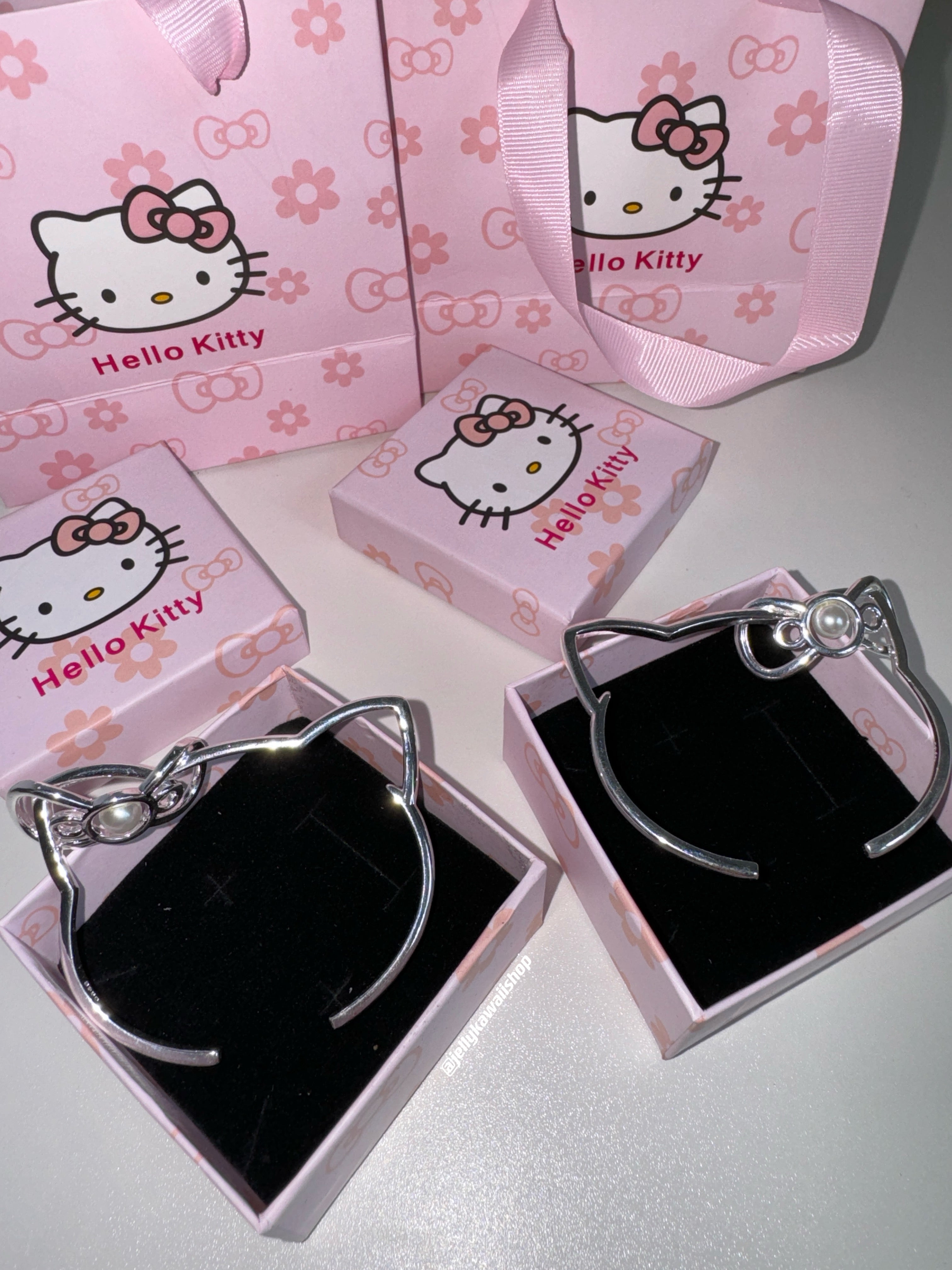 Hellokitty Stainless Steel Bangle Bracelet Cute Jewelry Open Bangle Cuff Bracelets